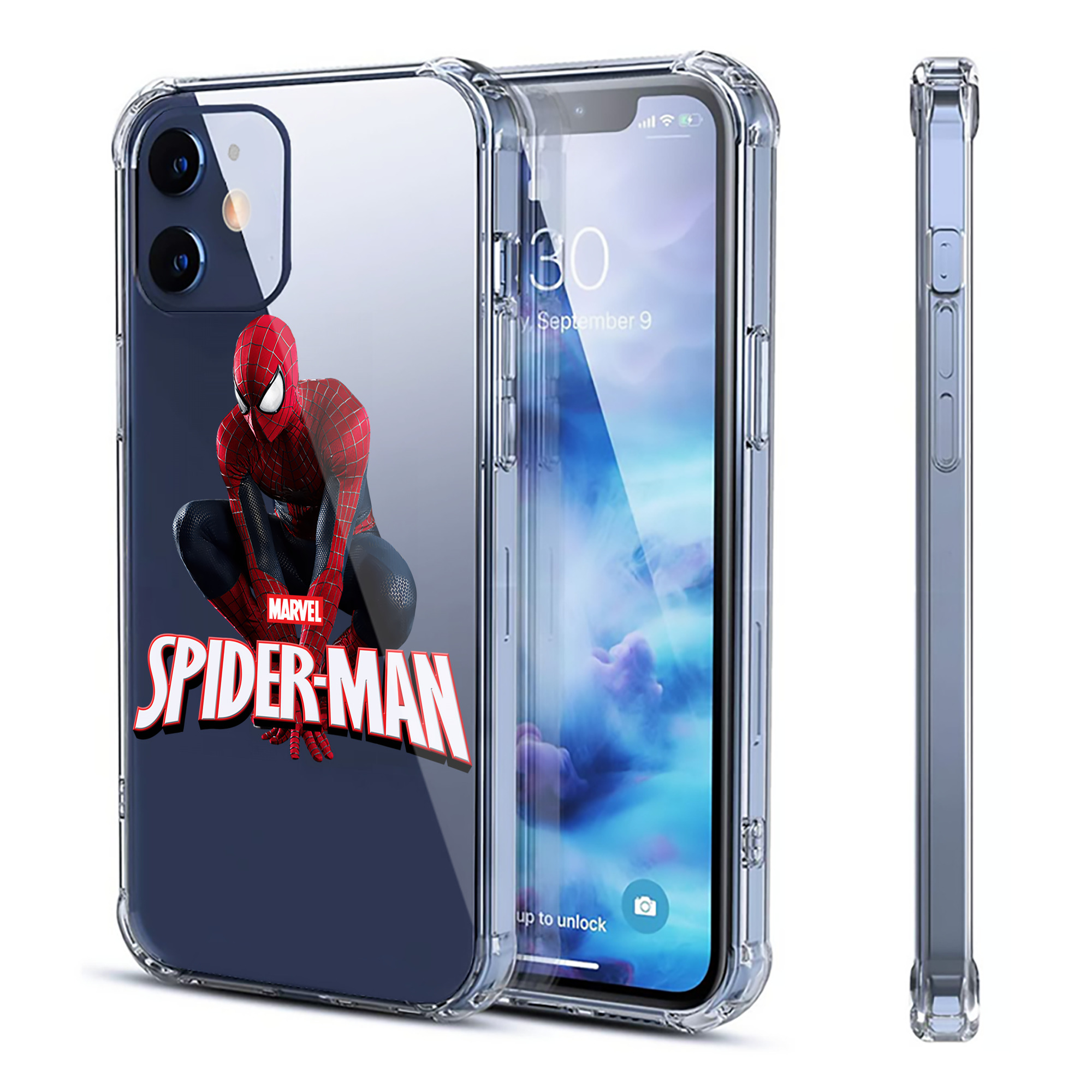 （画像用） Spider Man スパイダーマン 【iPhone 12シリーズ対応】透明スマホケース（クリアソフトケース）